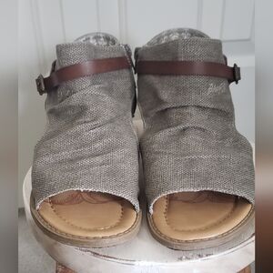 Brown and Tan Open-Toe Sandals